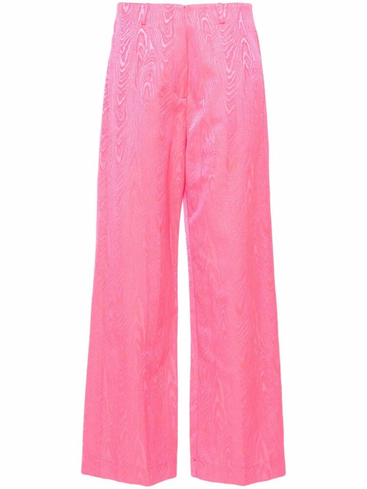 Forte Forte patterned-jacquard straight-leg jeans - Pink Cover