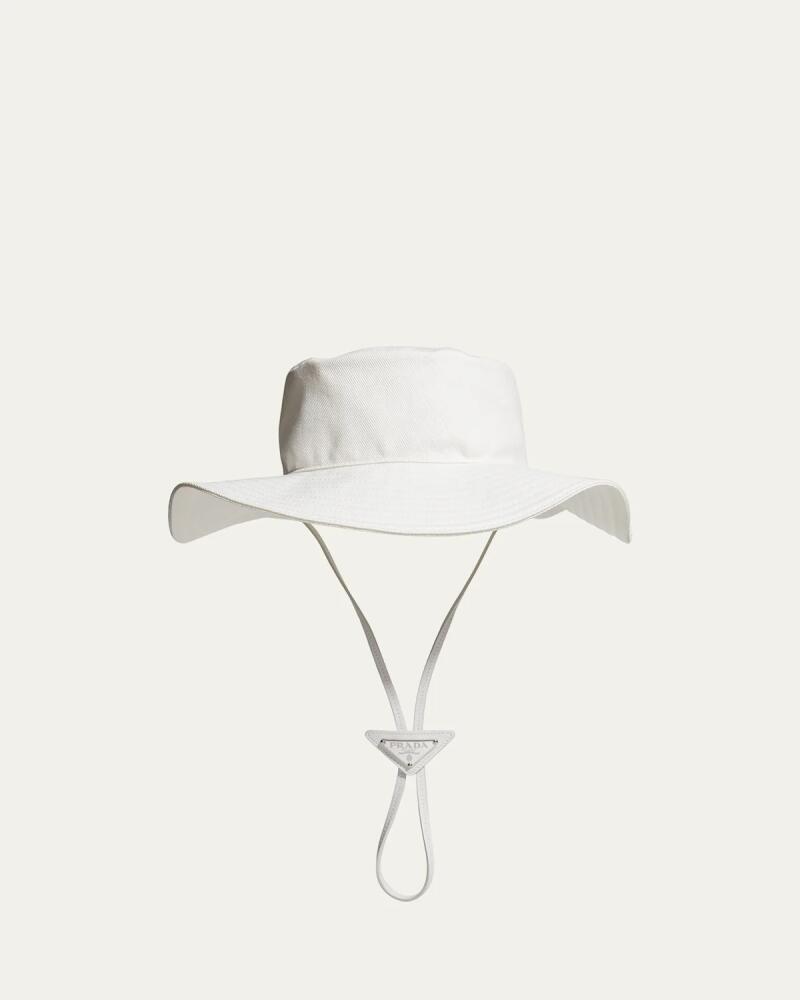 Prada Men's Triangle Logo Drill Bucket Hat Cover