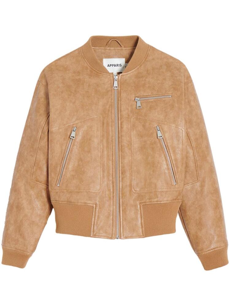 Apparis faux-leather bomber jacket - Brown Cover