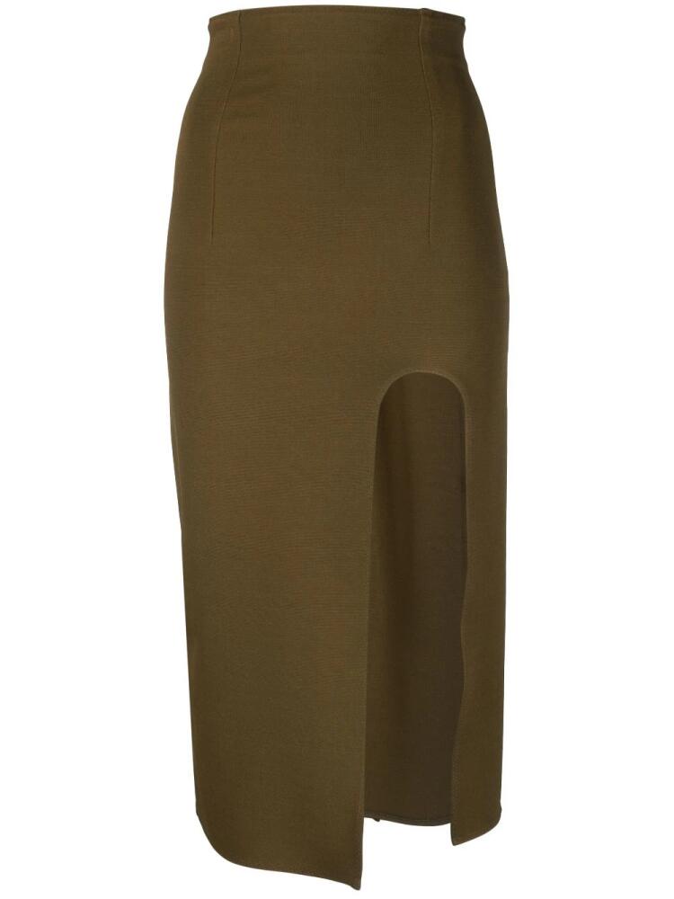 ALESSANDRO VIGILANTE front-split knitted midi skirt - Green Cover