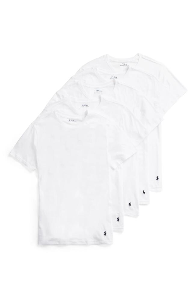 Polo Ralph Lauren 5-Pack Slim Fit Logo Embroidered Crewneck Undershirts in White/white Cover