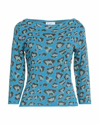 Soallure Woman Sweater Turquoise Viscose, Polyester, Polyamide, Metallic Polyester Cover