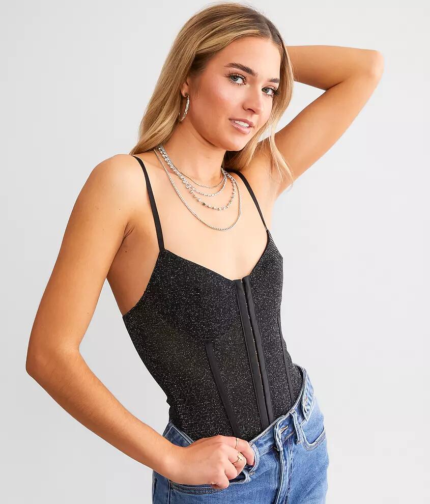 Free People Shimmer Night Rhythm Corset Bodysuit Cover