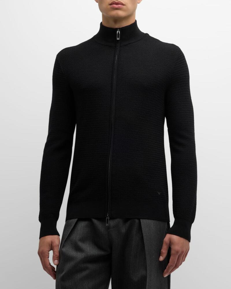 Emporio Armani Men's Textured Full-Zip Sweater Cover