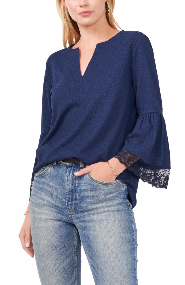 Vince Camuto Tiered Lace Ruffle Sleeve Top in Classic Navy Cover