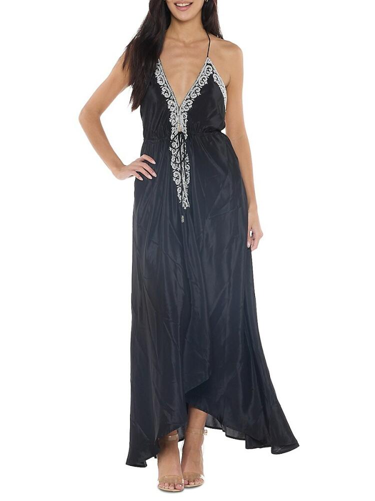 Ranee's Women's Embellished Halter Maxi Dress - Black Cover