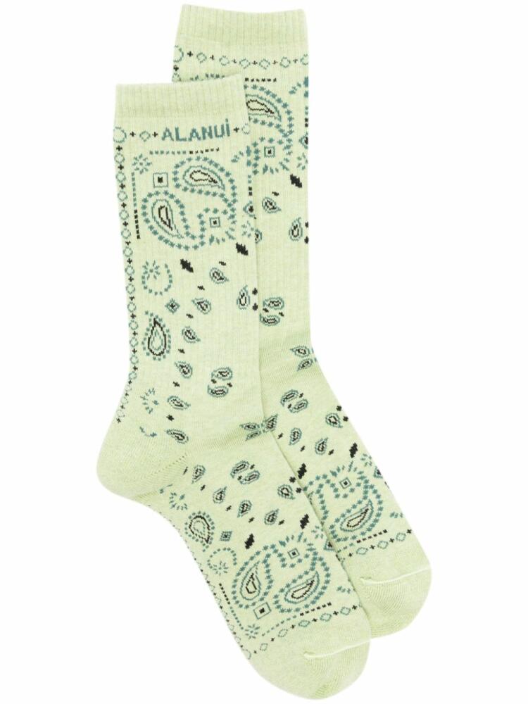 Alanui Bandana logo-embroidered ribbed-knit socks - Green Cover