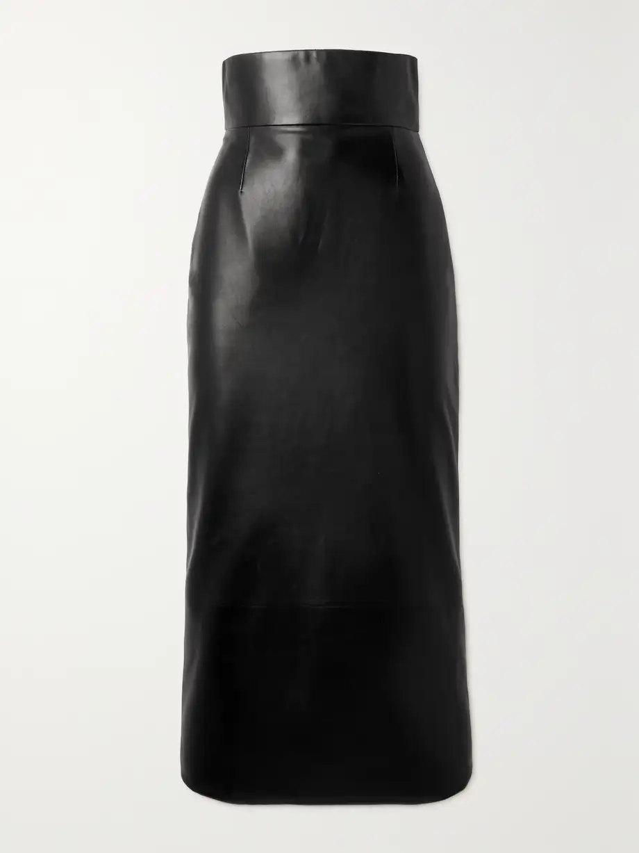 Alexander McQueen - Leather Midi Skirt - Black Cover