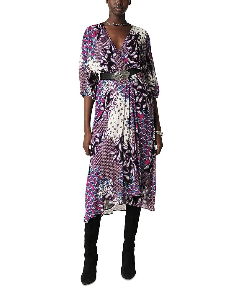 ba & sh Robe Blake Printed Faux Wrap Midi Dress Cover