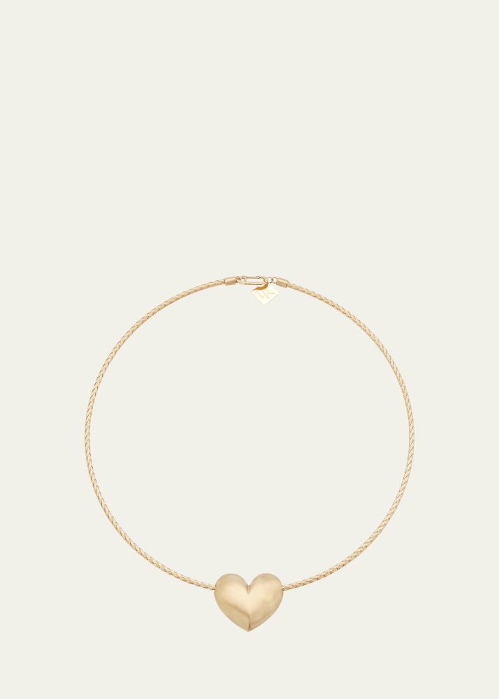 Lauren Rubinski 14K Gold Heart Necklace on Gold Cord Cover