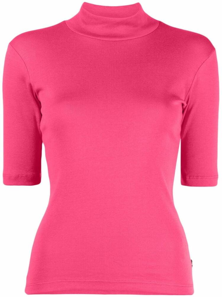 agnès b. mock-neck cotton T-shirt - Pink Cover