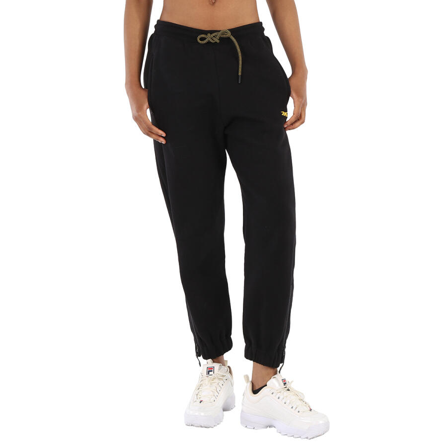 Reebok Ladies Black Logo-embroidered Track Pants Cover