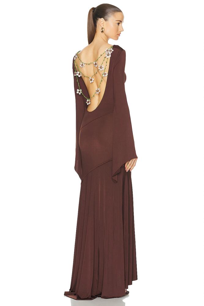 SIEDRES Alin Long Sleeve Maxi Dress in Chocolate Cover