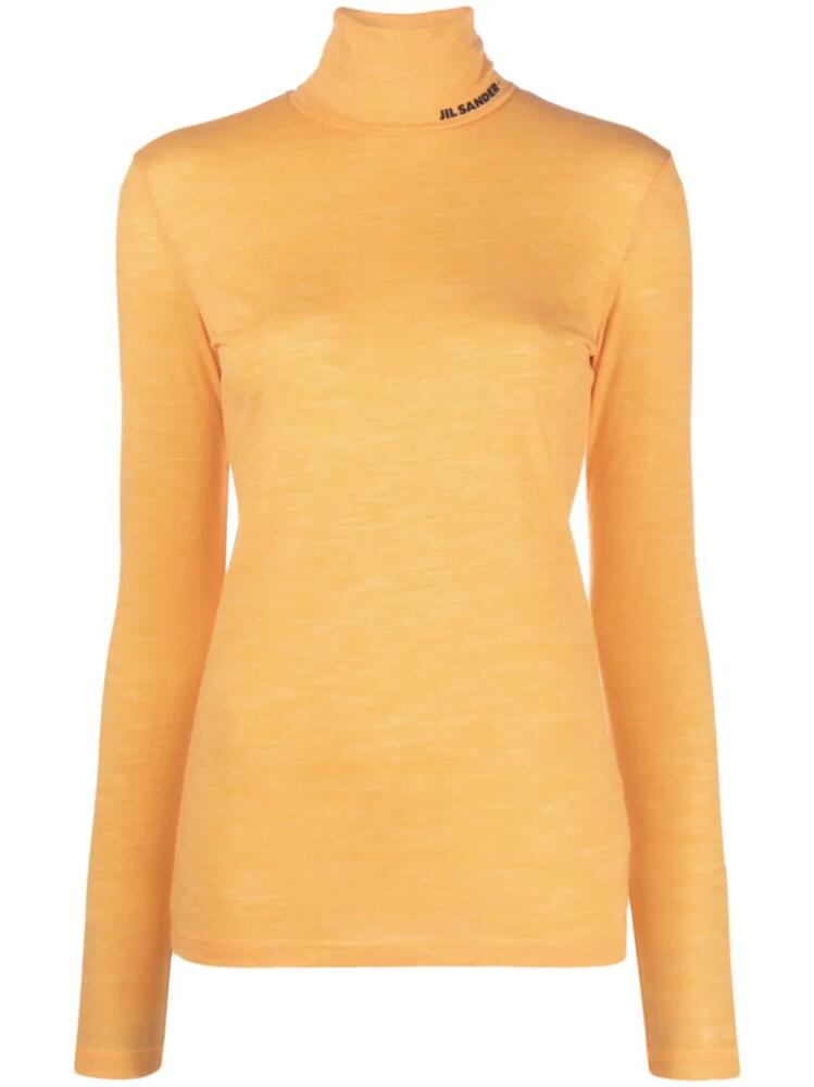 Jil Sander logo-print roll-neck T-shirt - Orange Cover