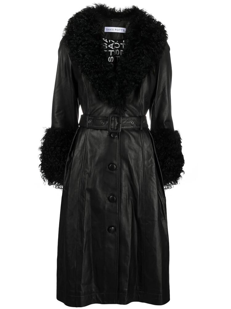 Saks Potts Foxy shearling-trim leather coat - Black Cover