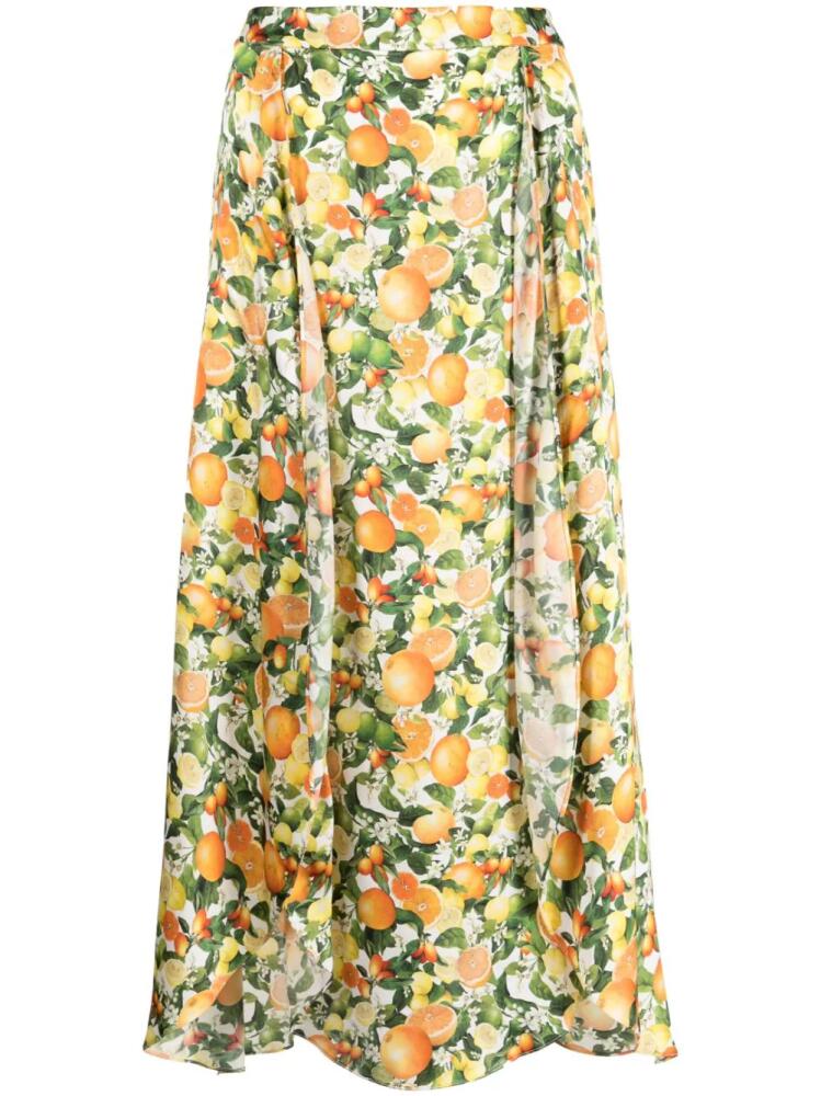 Stella McCartney fruit-print midi silk skirt - Green Cover