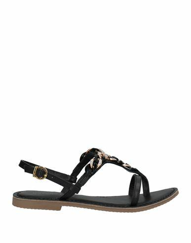 Cafènoir Woman Thong sandal Black Soft Leather Cover