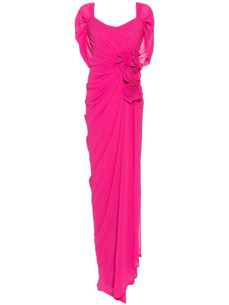 Ana Radu floral-appliqué maxi dress - Pink Cover