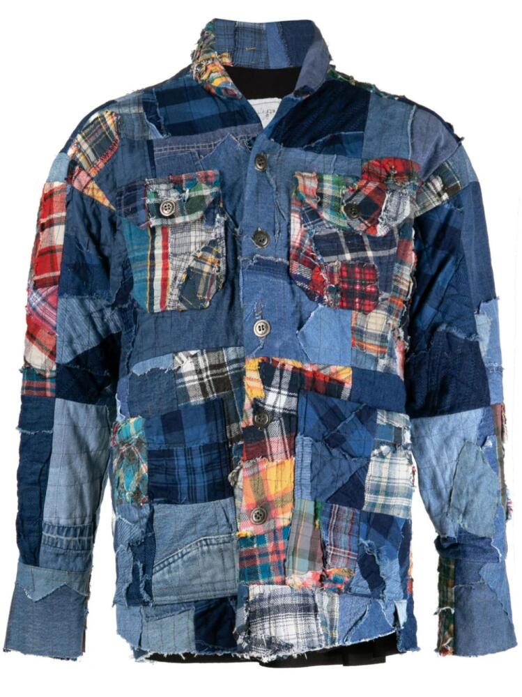 Greg Lauren patchwork-design denim shirt - Blue Cover