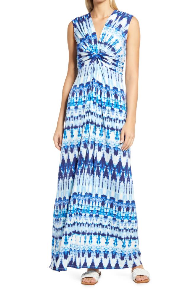 Eliza J Twist Front Knit Maxi Dress in Blue Cover