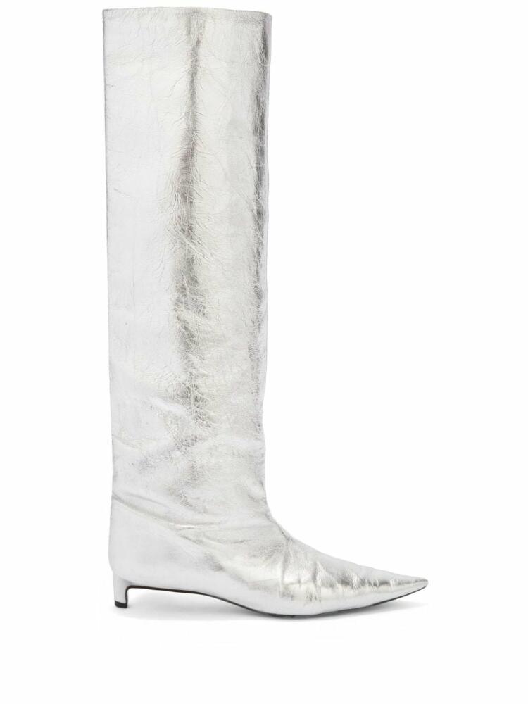 Jil Sander 30mm metallic knee boots - Grey Cover