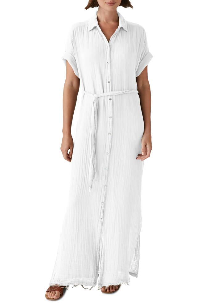 Michael Stars Allen Tie Waist Maxi Shirtdress in White Cover