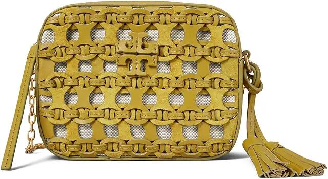 Tory Burch Mcgraw Die Cut Camera Bag (Island Palm) Handbags Cover