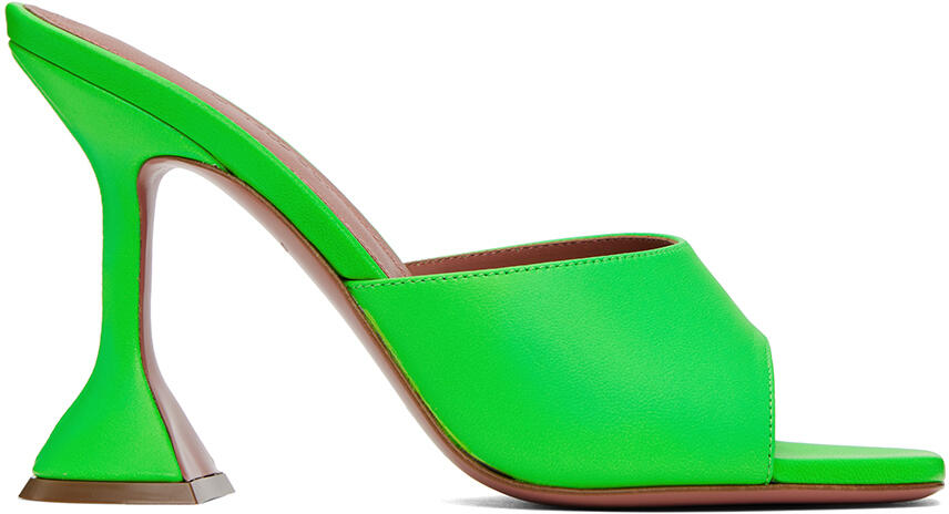 Amina Muaddi Green Lupita Slipper Heeled Sandals Cover