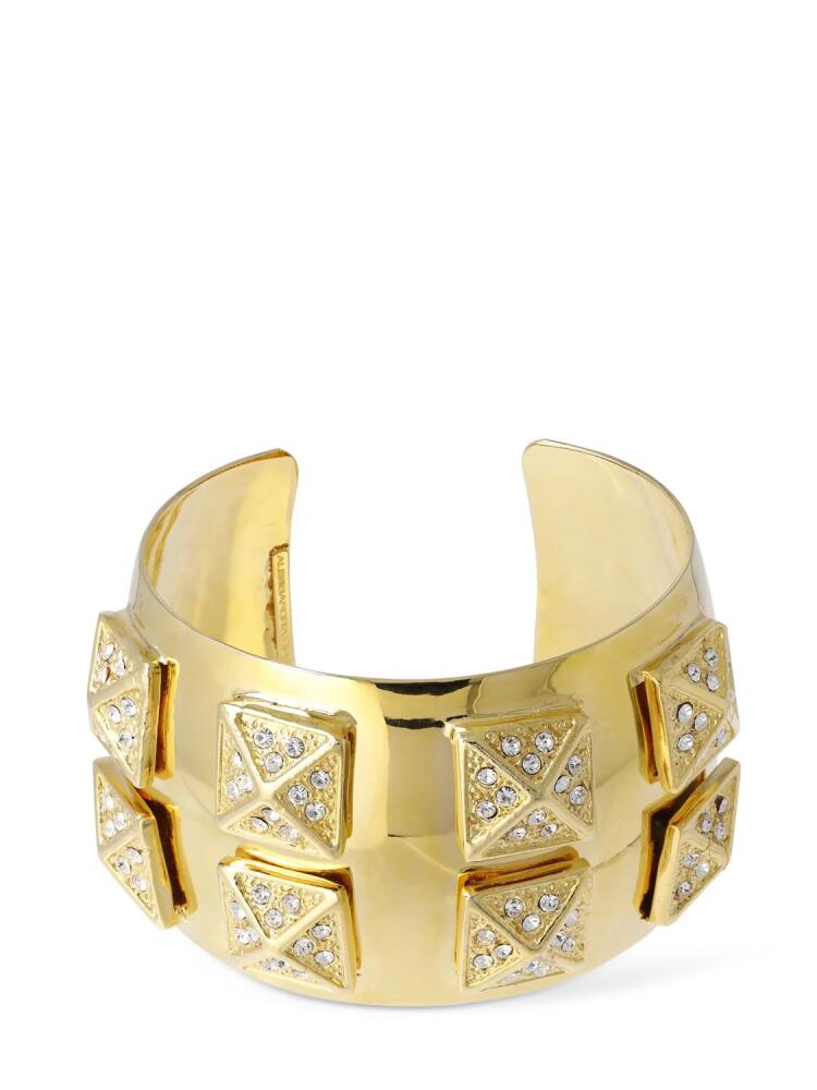 ALESSANDRA RICH Metal Cuff W/ Crystal Pyramids Cover