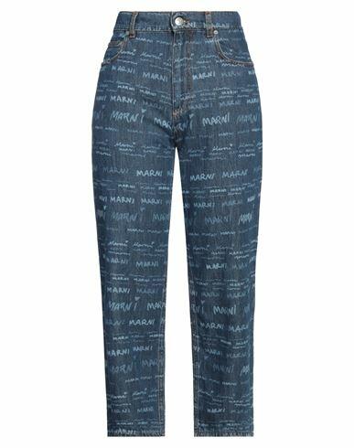 Marni Woman Jeans Blue Cotton, Calfskin Cover