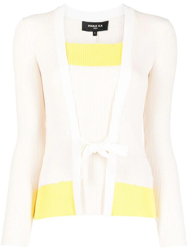 Paule Ka colour-block knit cardigan - White Cover