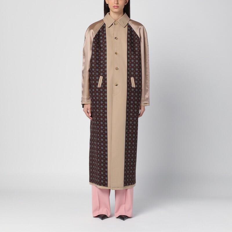 Moschino Beige reversible trench coat in gabardine and satin Cover