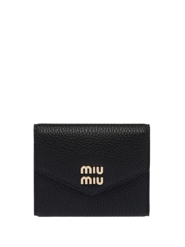 Miu Miu logo-lettering compact wallet - Black Cover