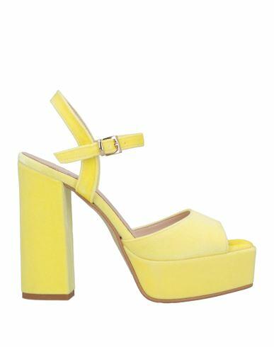 Divine Follie Woman Sandals Yellow Textile fibers Cover