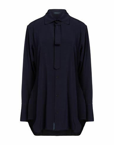 Yohji Yamamoto Woman Shirt Midnight blue Triacetate, Polyester Cover