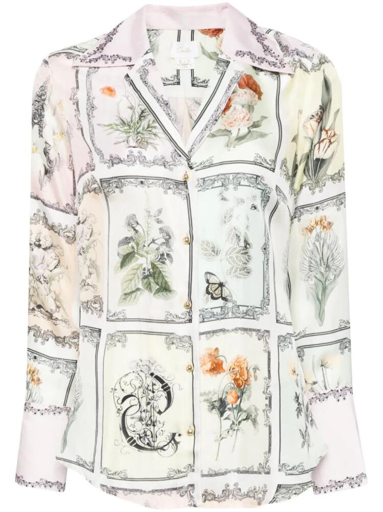 Camilla botanical-print silk shirt - Pink Cover