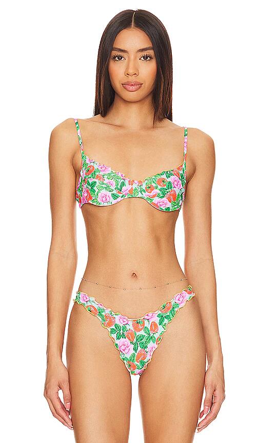 Luli Fama Strawberry Fields Wavy Luxe Bikini Top in Green Cover