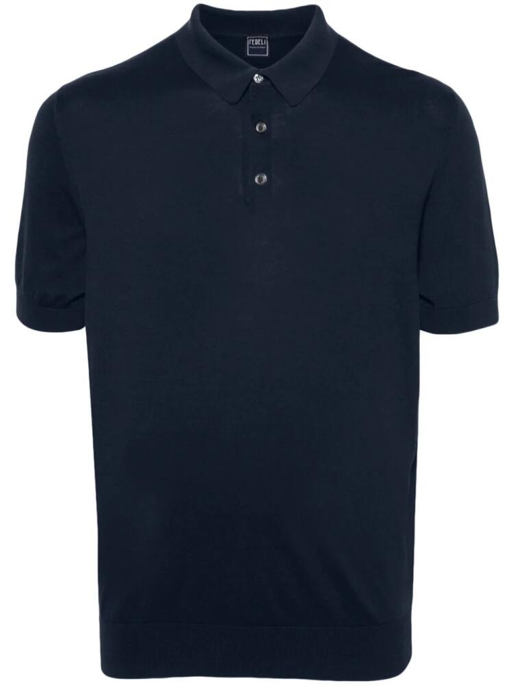 Fedeli fine-knit cotton polo shirt - Blue Cover