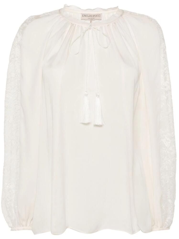 PUCCI floral-lace silk blouse - Neutrals Cover