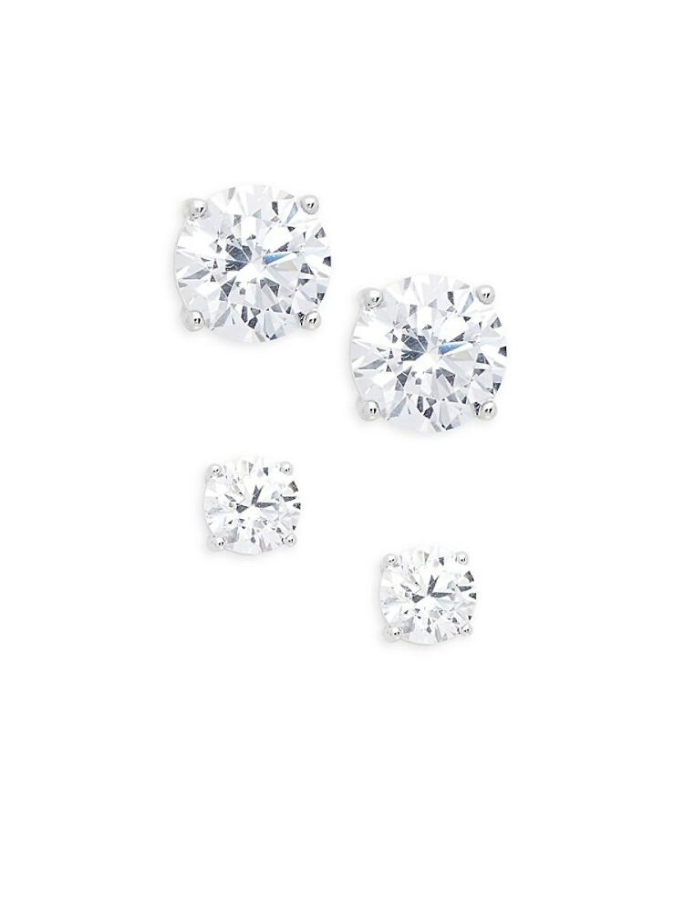 Adriana Orsini Women's Set of 2 Rhodium Plated & Cubic Zirconia Stud Earrings Cover