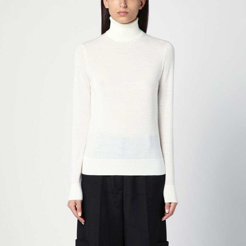 Calvin Klein White wool turtleneck sweater Cover