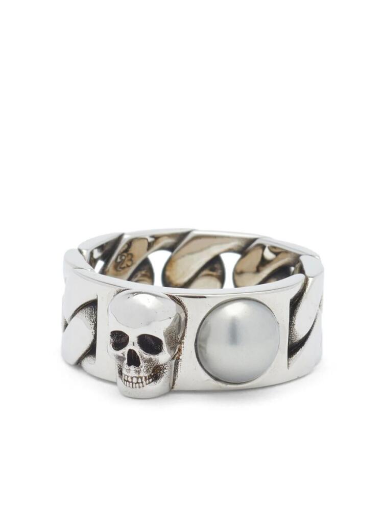 Alexander McQueen Skull & Pearl ring - Silver Cover