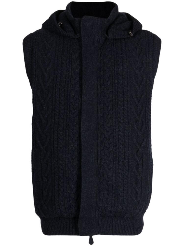 Man On The Boon. cable-knit hooded vest - Blue Cover