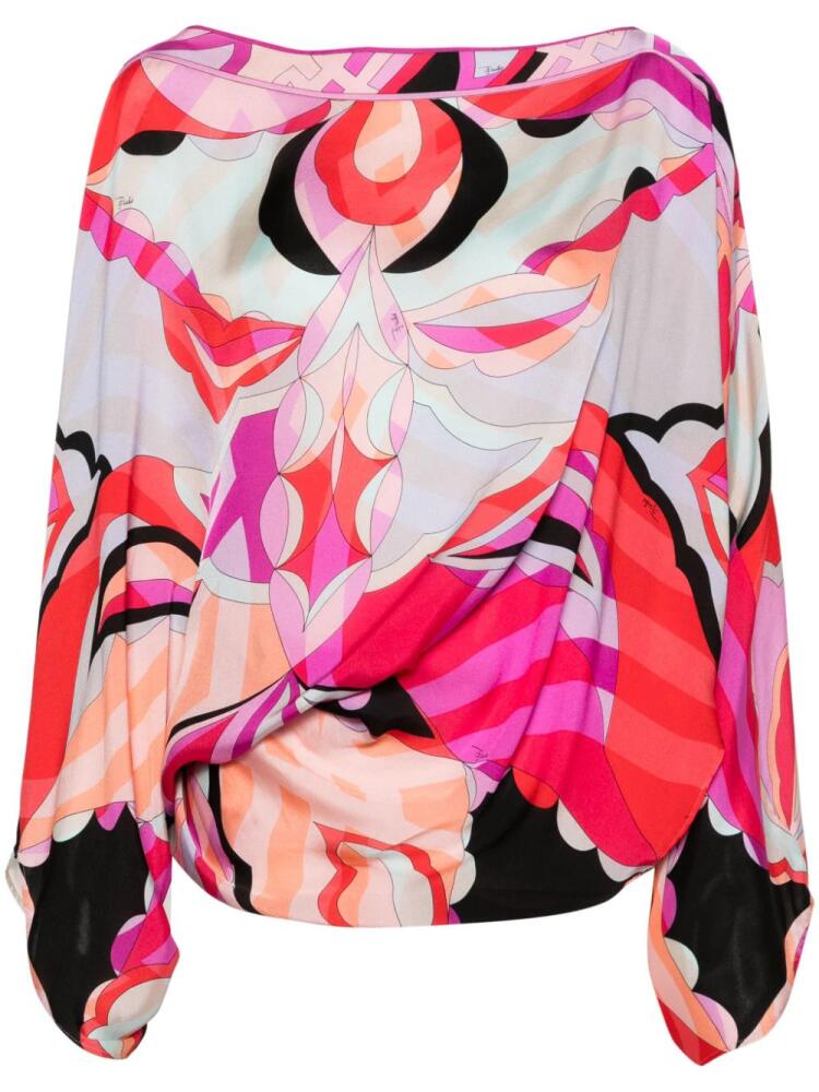 PUCCI geometric-print silk top - Pink Cover