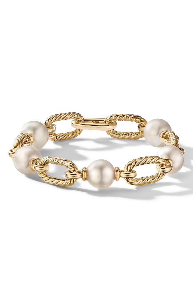 David Yurman DY Madison® Pearl Chain Bracelet in 18K Yellow Gold, 11mm in Pearl/Yellow Gold Cover