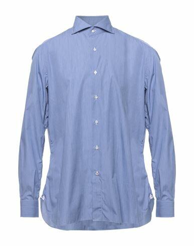 Isaia Man Shirt Slate blue Cotton Cover