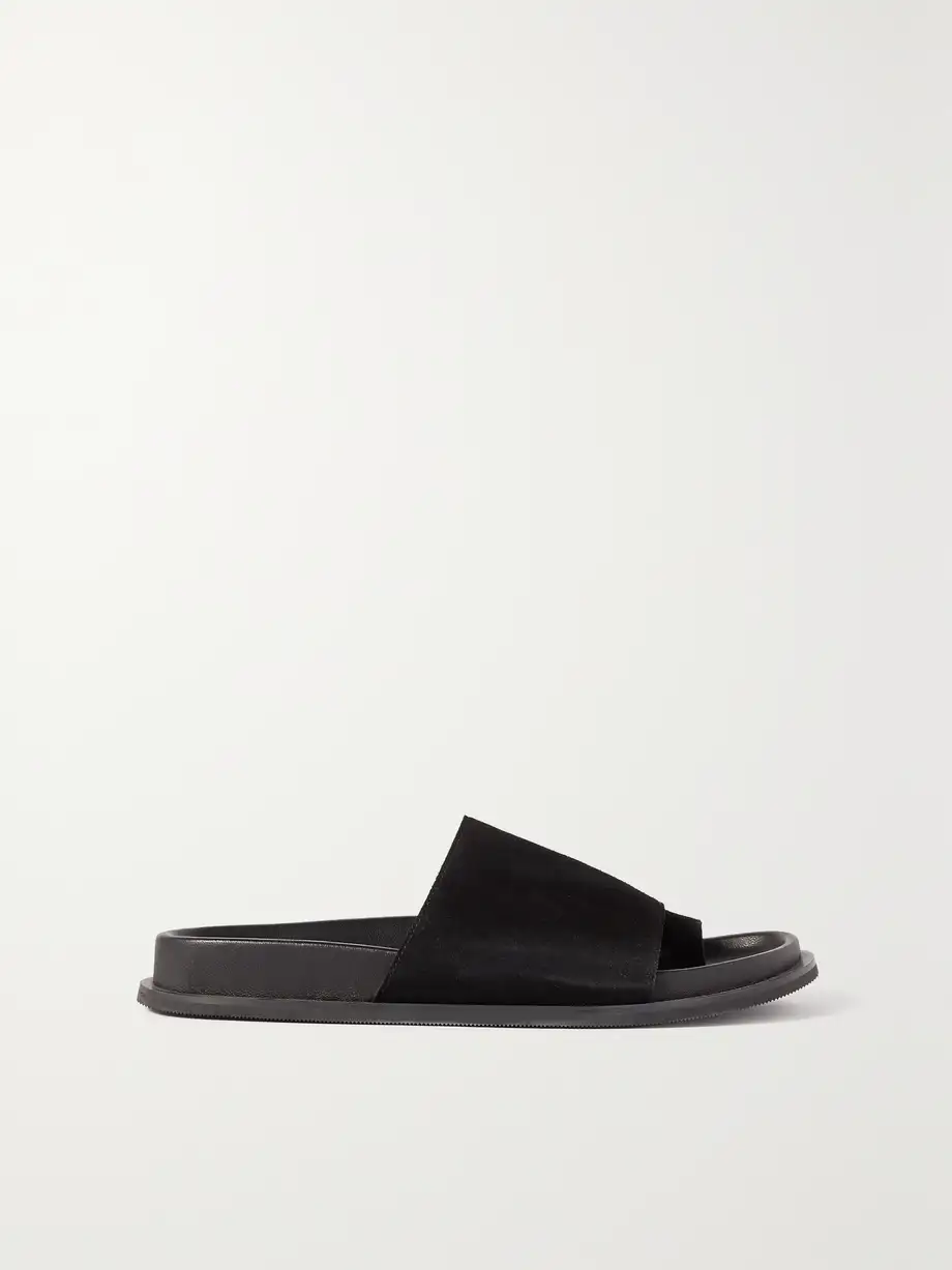 ST. AGNI - + Net Sustain Loe Suede And Leather Slides - Black Cover