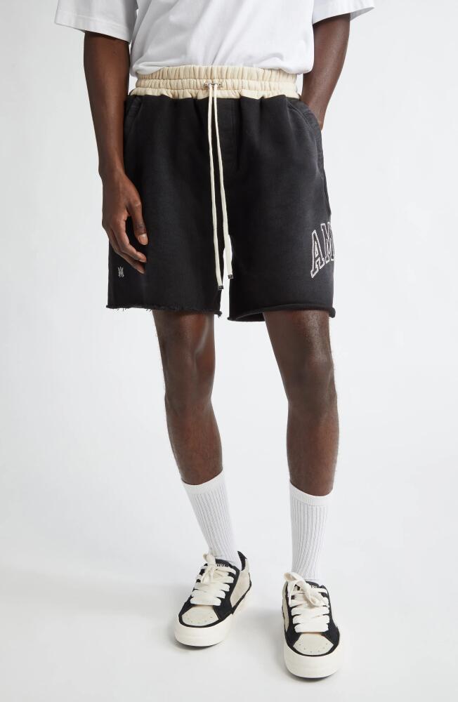 AMIRI Collegiate Cutoff Cotton Fleece Shorts in Black Cover