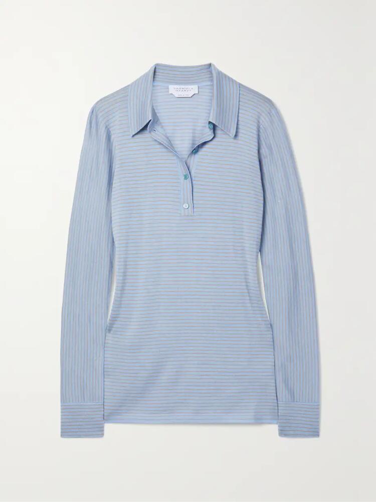 Gabriela Hearst - Banjo Striped Cashmere And Silk-blend Polo Shirt - Blue Cover