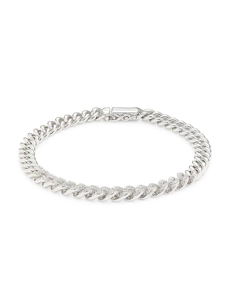 Adriana Orsini Women's Billie Rhodium Plated Sterling Silver & Cubic Zirconia Curb Chain Bracelet Cover